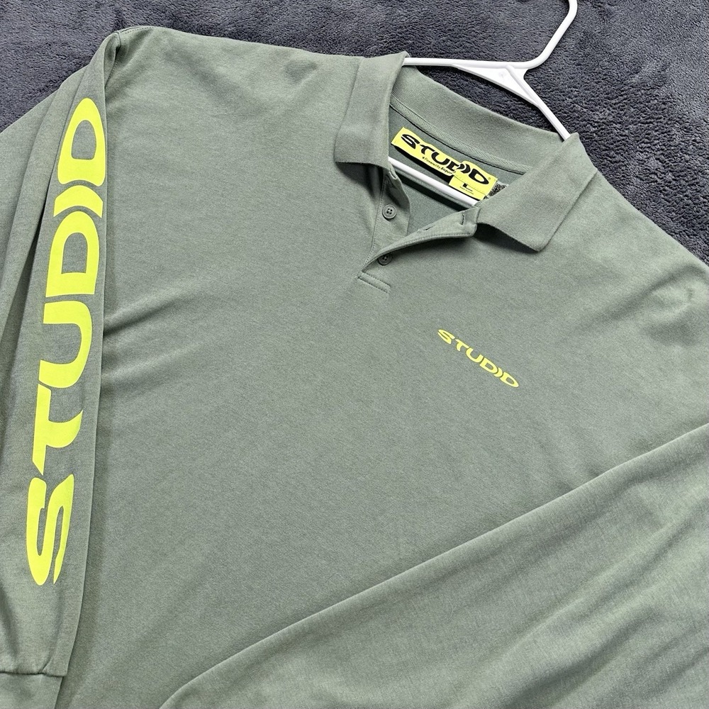 Studio Powered By Supervsn Shirt Mens Large Green Rugby Polo LA Streetwear